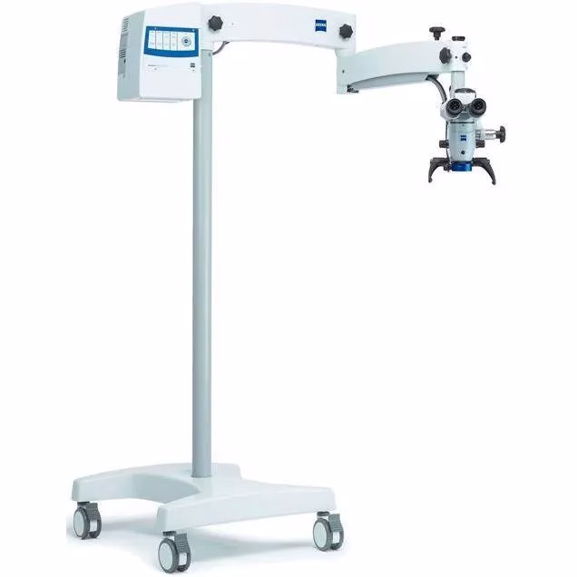 ZEISS OPMI pico surgical microscope on a mobile stand, designed for enhanced visualization in dental procedures, highlighting advanced technology for precise examinations and treatments at Rosemary Dental Spa.